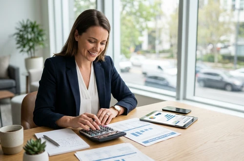 Meridian loan advisor reviewing documents with client